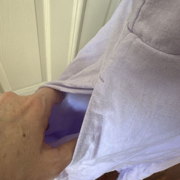 Old Navy Womens Linen Sundress Large Lavender Shirred Pockets Sweetheart Neck - Picture 4 of 9